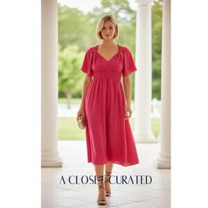 R.G. Kane Christy Midi Dress Medium Pink NWT